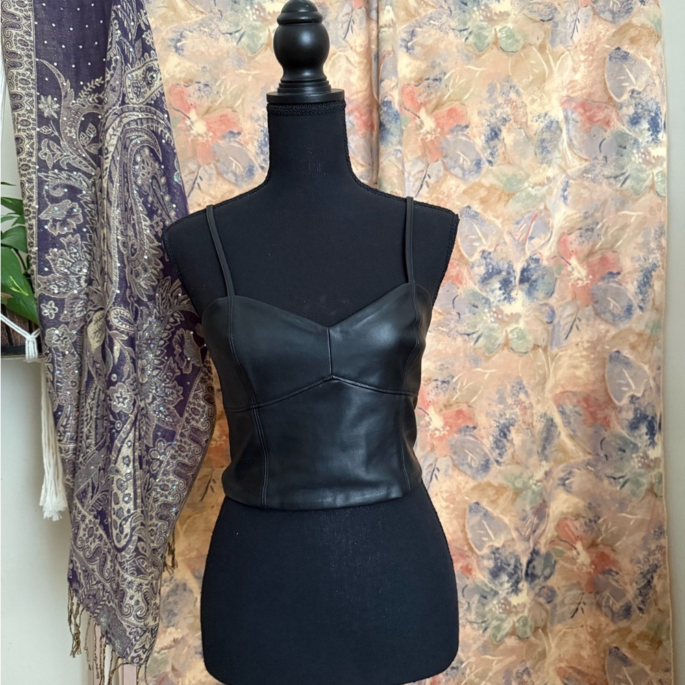 Black Pleather Women's Top